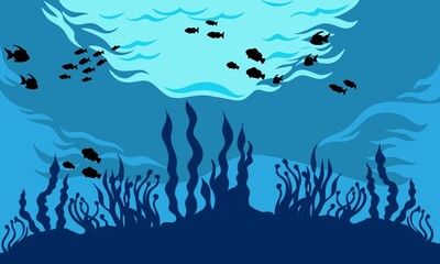 Sillhouette under sea