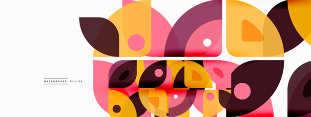 Colorful minimal geometric abstract background. Triangle shape with round elements, circles. Trendy techno business template for wallpaper, banner, background or landing