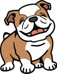 Fototapeta premium Vector Illustration of Cute Cartoon Bulldog Chibi and Kawaii Design, Isolated on White