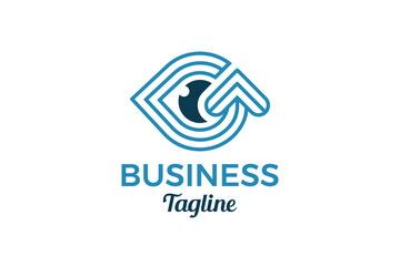 Arrow Up Eye Logo Design vector