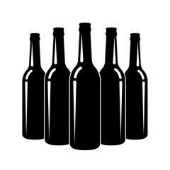 Beer Bottle. Wine Bottle Icon Vector Illustration Isolated on White Background.