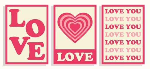 Retro lovely groovy posters or greeting cards.	

