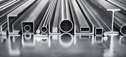 Stack of rolled metal isolated on a metal background. 3d illustration