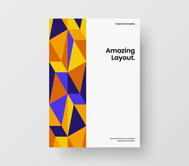 Multicolored catalog cover A4 vector design layout. Colorful geometric shapes poster concept.