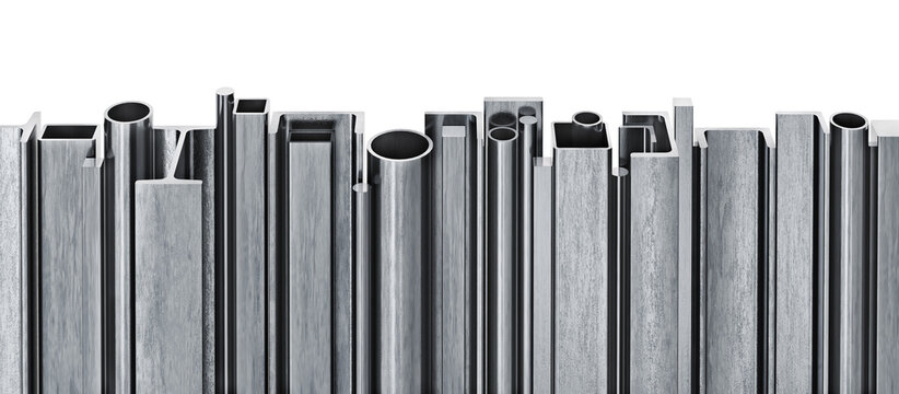 Stack of rolled metal isolated on a white background. 3d illustration