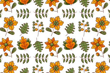 Obraz premium Flower and leaf icon pattern