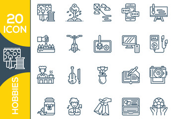 HOBBIES ICON SET DESIGN