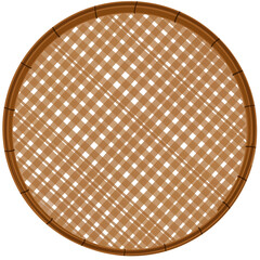 Beautiful hand weaving circular trays. Threshing basket made from the bamboo strip. Threshing basket use for rice winnowing and threshing For Vegetables Fruits Biscuit on white background
