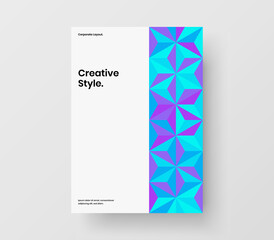 Colorful flyer design vector layout. Unique geometric hexagons annual report template.