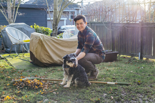 Transgender person with dog