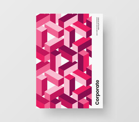 Modern company brochure A4 vector design illustration. Bright mosaic tiles banner layout.