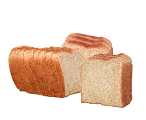 Whole wheat bread slices on transparen png.