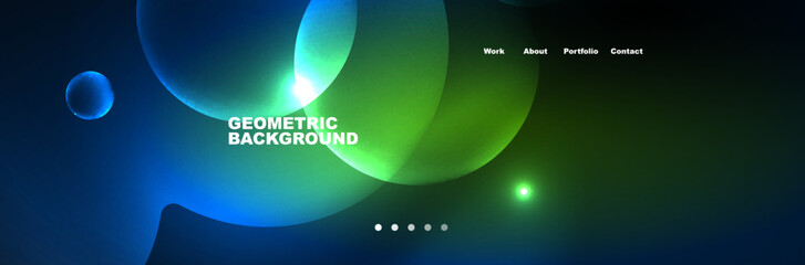 Shiny neon circles and bubbles, dark abstract background with blurred magic neon light, wallpaper design