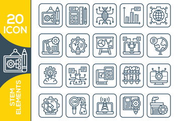 STEM ELEMENTS ICON SET DESIGN