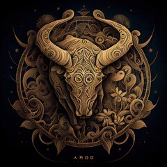 taurus sign, sign, taurus, bull, cosmos, 3d, generated by ai