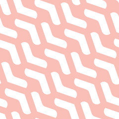 Geometric vector pattern with pink and white arrows. Geometric modern ornament. Seamless abstract background