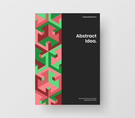 Vivid postcard vector design template. Multicolored geometric hexagons book cover illustration.