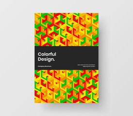 Abstract pamphlet A4 vector design illustration. Vivid geometric pattern brochure layout.