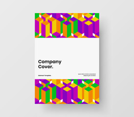 Colorful flyer A4 design vector layout. Modern geometric tiles corporate cover concept.