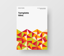Minimalistic poster design vector template. Clean mosaic hexagons corporate brochure concept.