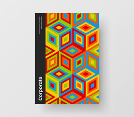 Trendy geometric hexagons brochure layout. Creative company cover design vector illustration.