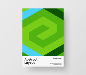 Fresh magazine cover vector design template. Isolated geometric tiles poster illustration.