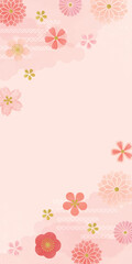 水彩タッチのピンクの花柄背景