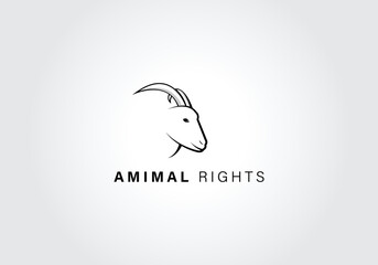 Stylized silhouette face goat. Vector wild animal logo icon template. Artistic creative design.