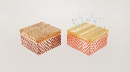 3D Collagen Skin Serum and Vitamin illustration isolated on soft color background. concept skin care cosmetics solution. 3d rendering.