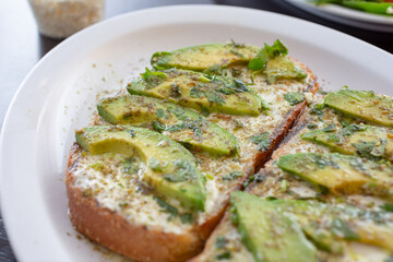 A view of avocado toast.