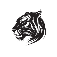 Tiger head minimal vector icon. Isolated predator illustration. Mascot silhouette of wild animal. Business and company logo. Sport team . Aggressive beast. Big cat. Tattoo ideas. Symbol of strength.