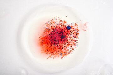 Blood cell smear under microscope for vaccine research, Bacterias and micro organisms colonies in agar petri dish, Virus and germ spread in to cell, Scientific health background.