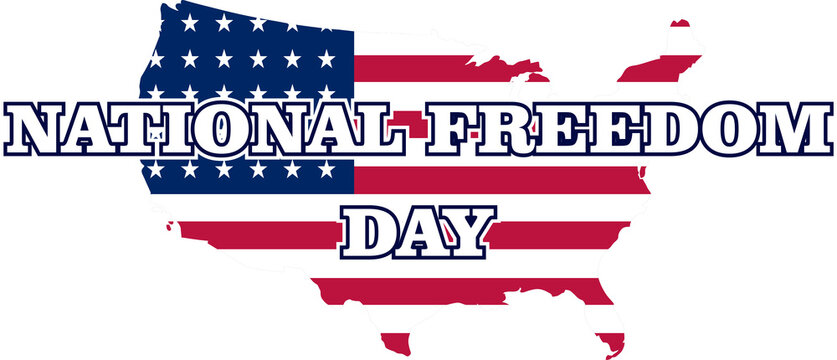 National Freedom Day with US Flag Map Transparent