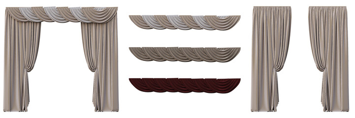 curtain isolated on white background, 3D illustration, cg render