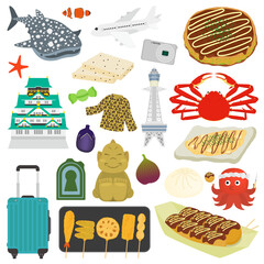 大阪府の有名なもののイラスト