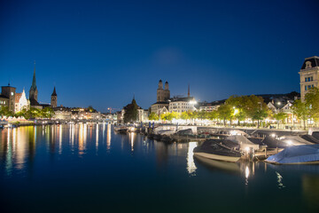 スイスチューリッヒの美しい夜景