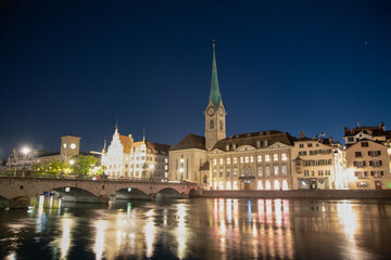 Fototapeta na wymiar スイスチューリッヒの美しい夜景