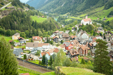 スイスの美しい田舎の街並み風景