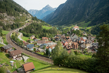 Fototapeta na wymiar スイスの美しい田舎の街並み風景