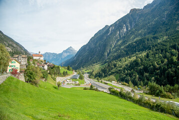 スイスの美しい田舎の街並み風景