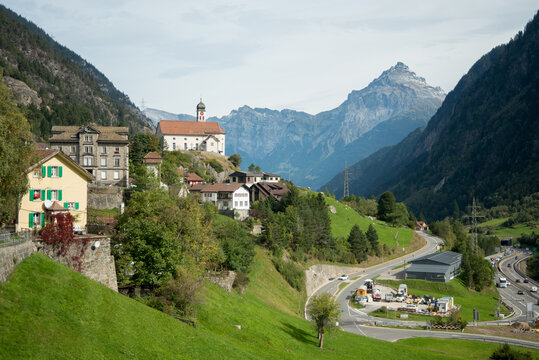 スイスの美しい田舎の街並み風景