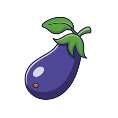 Cute Eggplant cartoon icon illustration. Food vegetable flat icon concept isolated on white background. Doodle style print illustration for kids clothing.