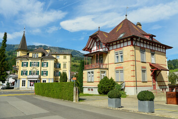 スイスの美しい田舎の街並み風景