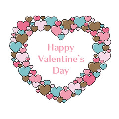 可愛い水色とピンクのツヤツヤバレンタインハートフレーム