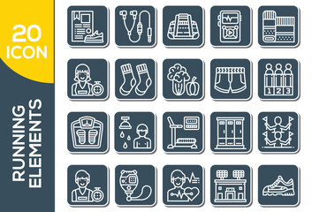 RUNNING ELEMENTS ICON SET DESIGN