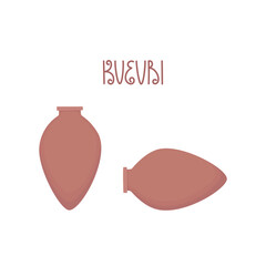 Kvevri vector illustration set. Traditional Georgian clay vessel, jug Qvevri