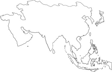 doodle freehand drawing of asia countries map. - obrazy, fototapety, plakaty