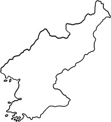 doodle freehand drawing of north korea map.