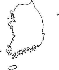 doodle freehand drawing of south korea map.