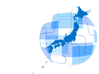 デジタル背景の中の日本地図